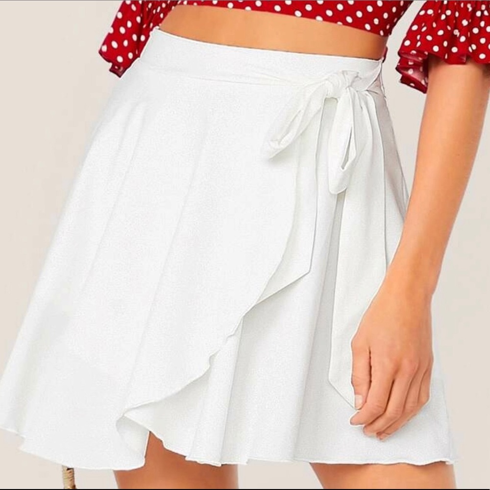 White wrap around skirt